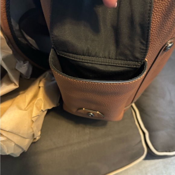 Coach Brown Leather Backpack with Flap Closure and Top Handle - Picture 7 of 8